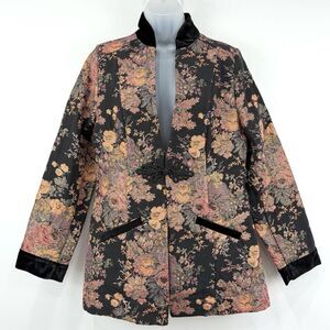 Soft Surroundings Blazer Womens M Floral Westbury Garden Jacquard Brocade Velvet